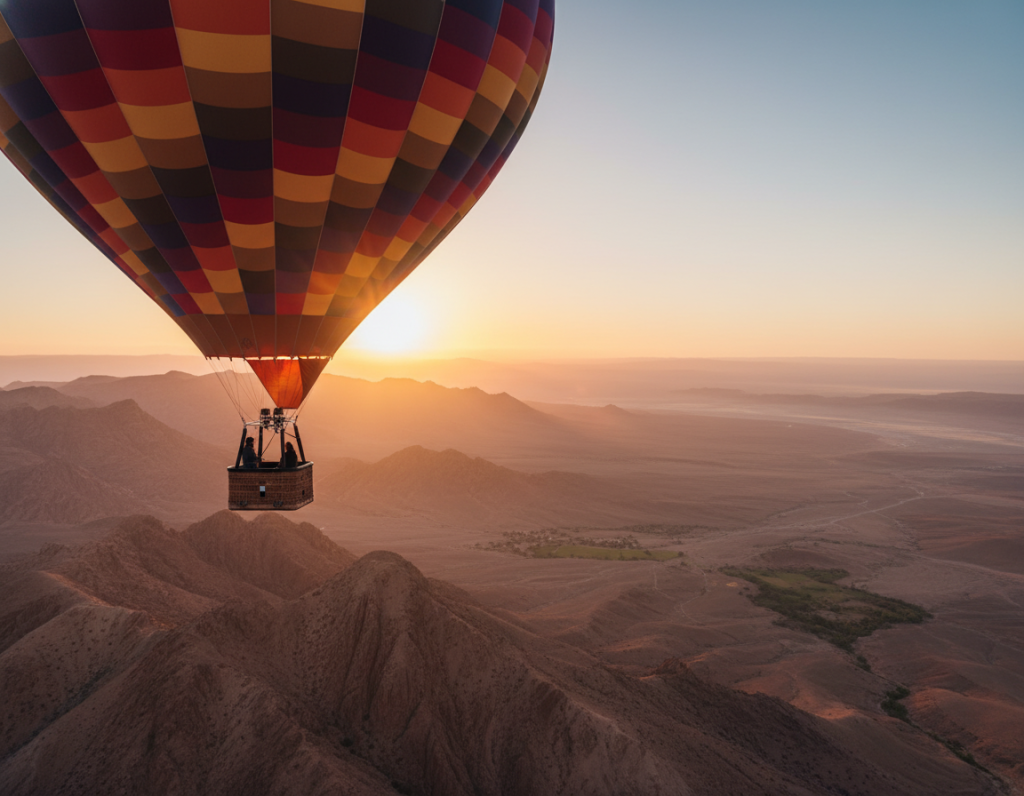 Breathtaking views from hot air balloon over Atlas Mountains