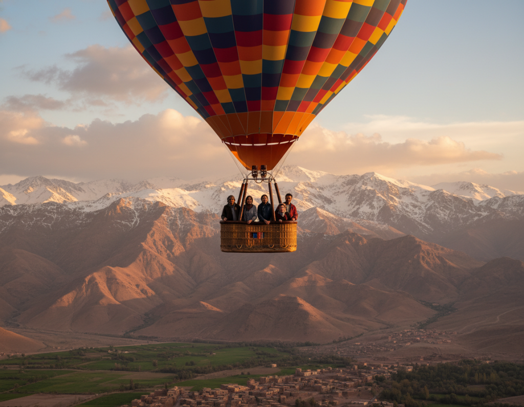 Hot air balloon experience over the Atlas Mountains