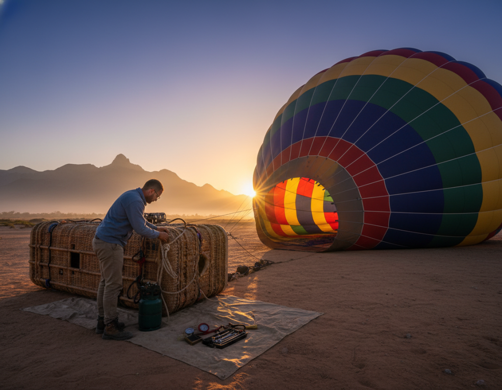 Pre-flight safety checks for hot air balloon adventure