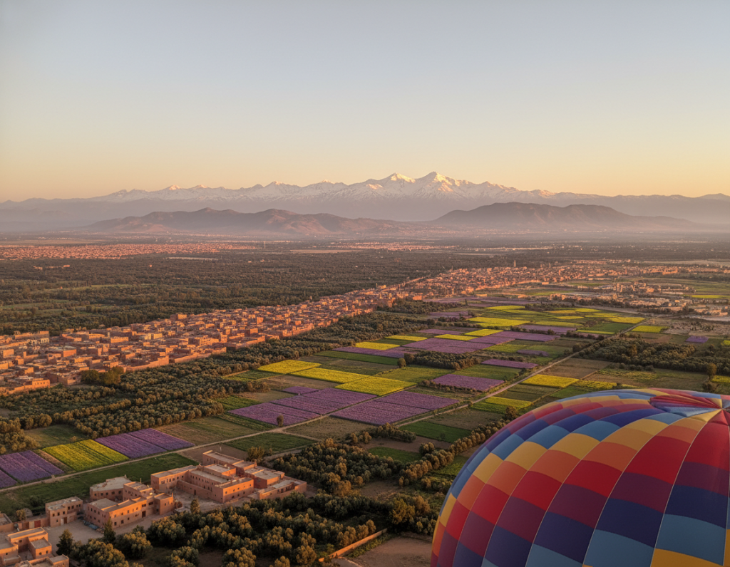 Views from hot air balloon adventure in Morocco