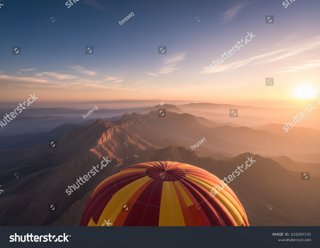 sunrise over the Atlas Mountains during hot air balloon flight